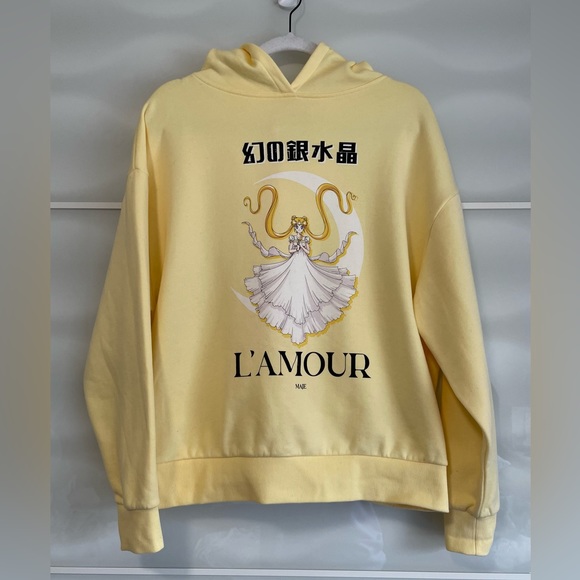 Maje Sailormoon Princess serenity hoodie yellow sweatshirt size 2 medium - Picture 4 of 8